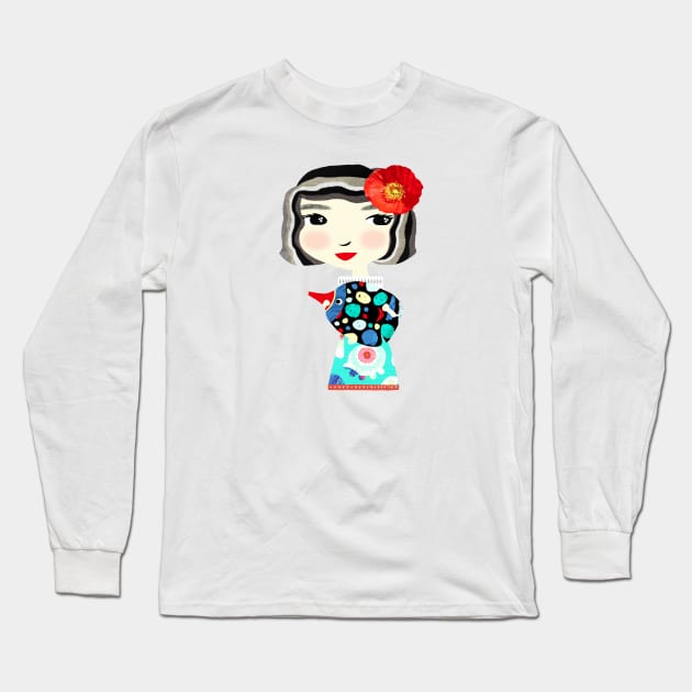 Girl and Cute Fish/Lilah & Luna Long Sleeve T-Shirt by tracey